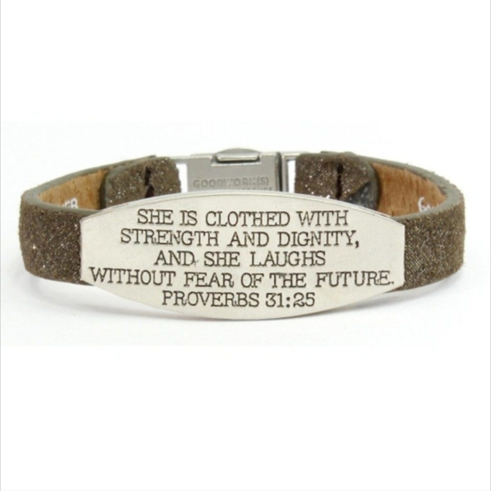 Faith-Inspired Leather Bracelet  Proverbs 31:25  Strength & Dignity  Gift-Ready